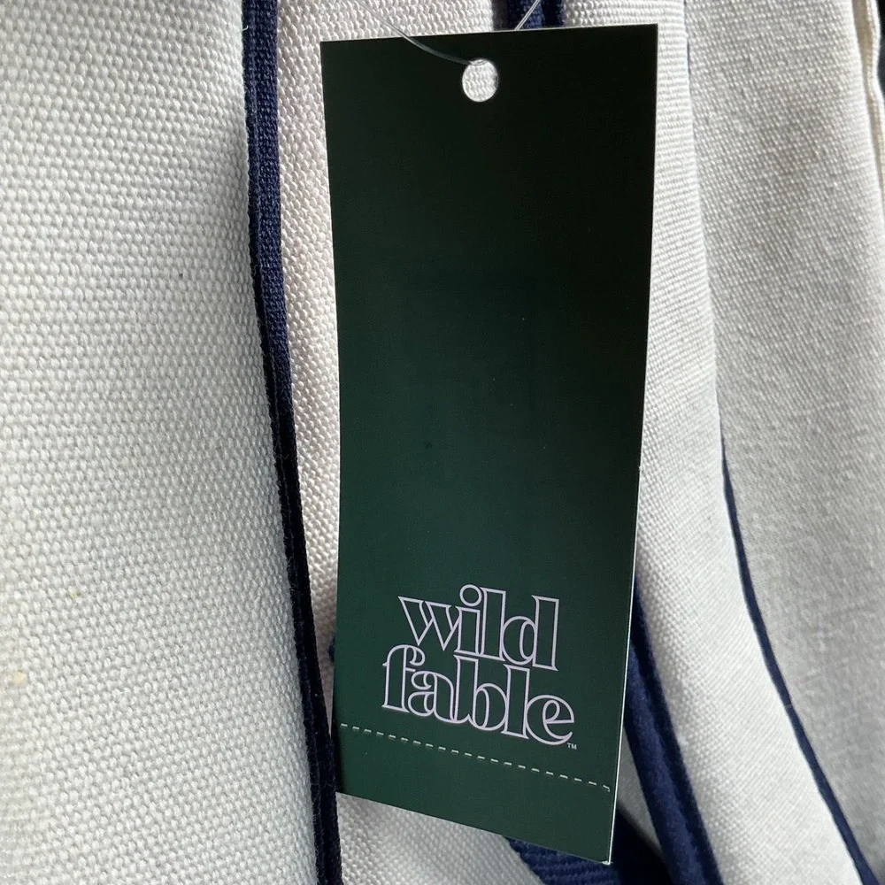 Wild Fable Canvas Backpack Cream Navy Blue School Bag NWT‎